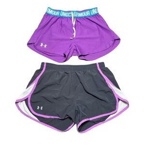 Under Armour Women's Purple and Gray Athletic Shorts Set